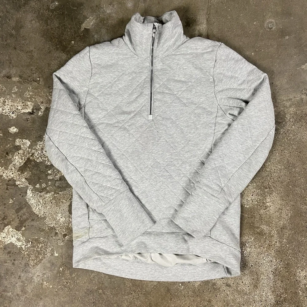 Lululemon 1/2 Zip Sweatshirt Women's Size Large Gray Quilted Pullover Active‎